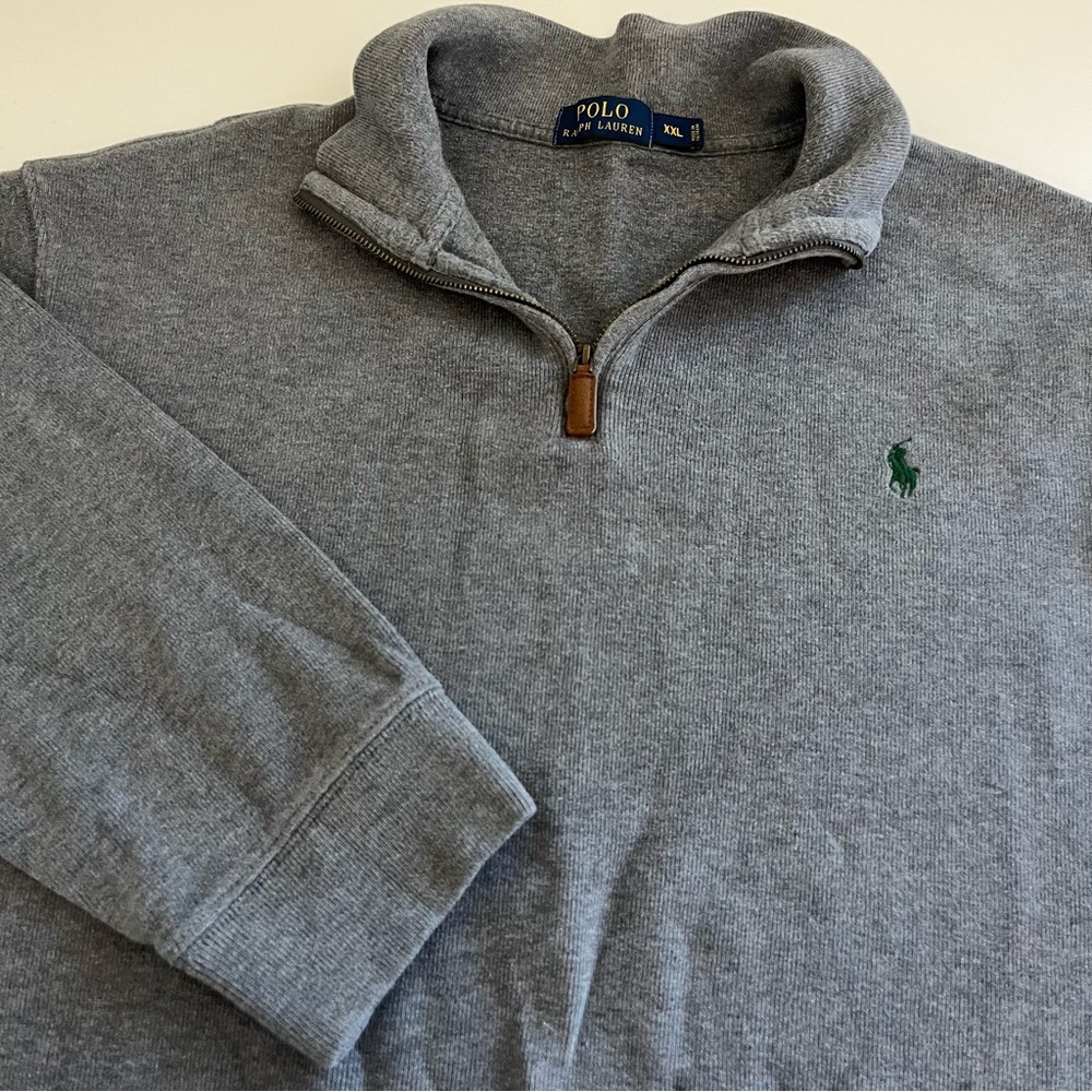 Polo Ralph Lauren Men’s 1/4 Zip Sweater Gray‎ XXL
